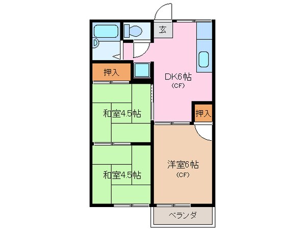 宮町駅 徒歩28分 2階の物件間取画像